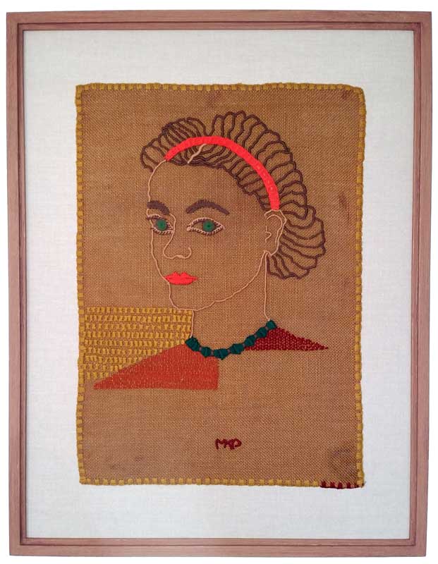 Self-portrait, ca 1947
Embroidery on linen,
22 x 15 1/2 inches inv-009