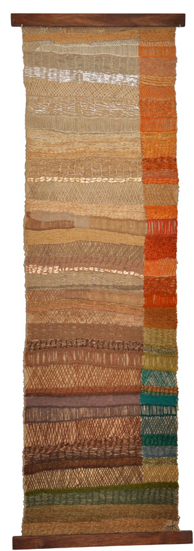 Dawn, ca 1955
Mixed fibers on Mixed fibers
approx. 54 1/2 x 18 1/8(slat)
and 16(textile) inches inv-033